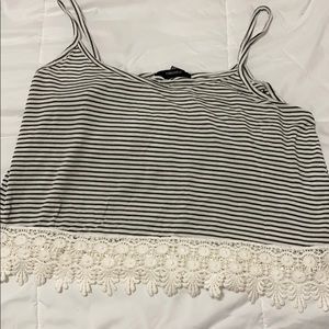 Striped white and green top